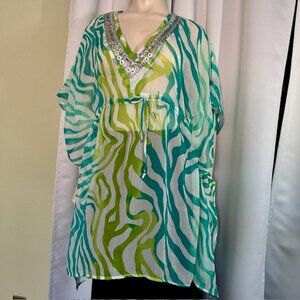 Club Z Collection Green Teal Beach Cover-up Size XL